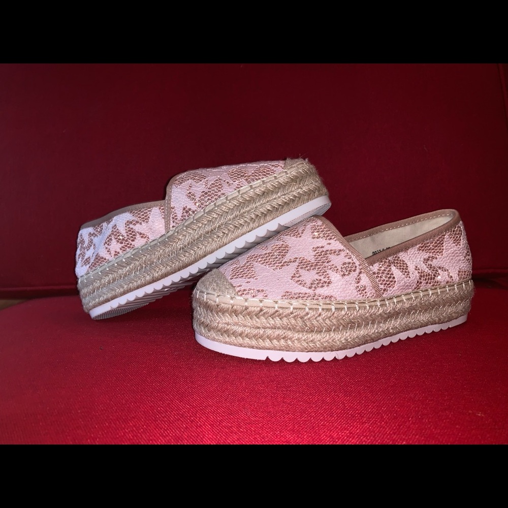 NWOT Pink Espadrille Sneaker w/ Pink Glitter Stars